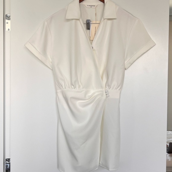 White Collared Wrap Dress - Picture 2 of 6